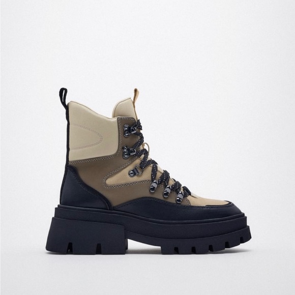 Zara combo ankle boots lace closure blogger favorite - Picture 4 of 6